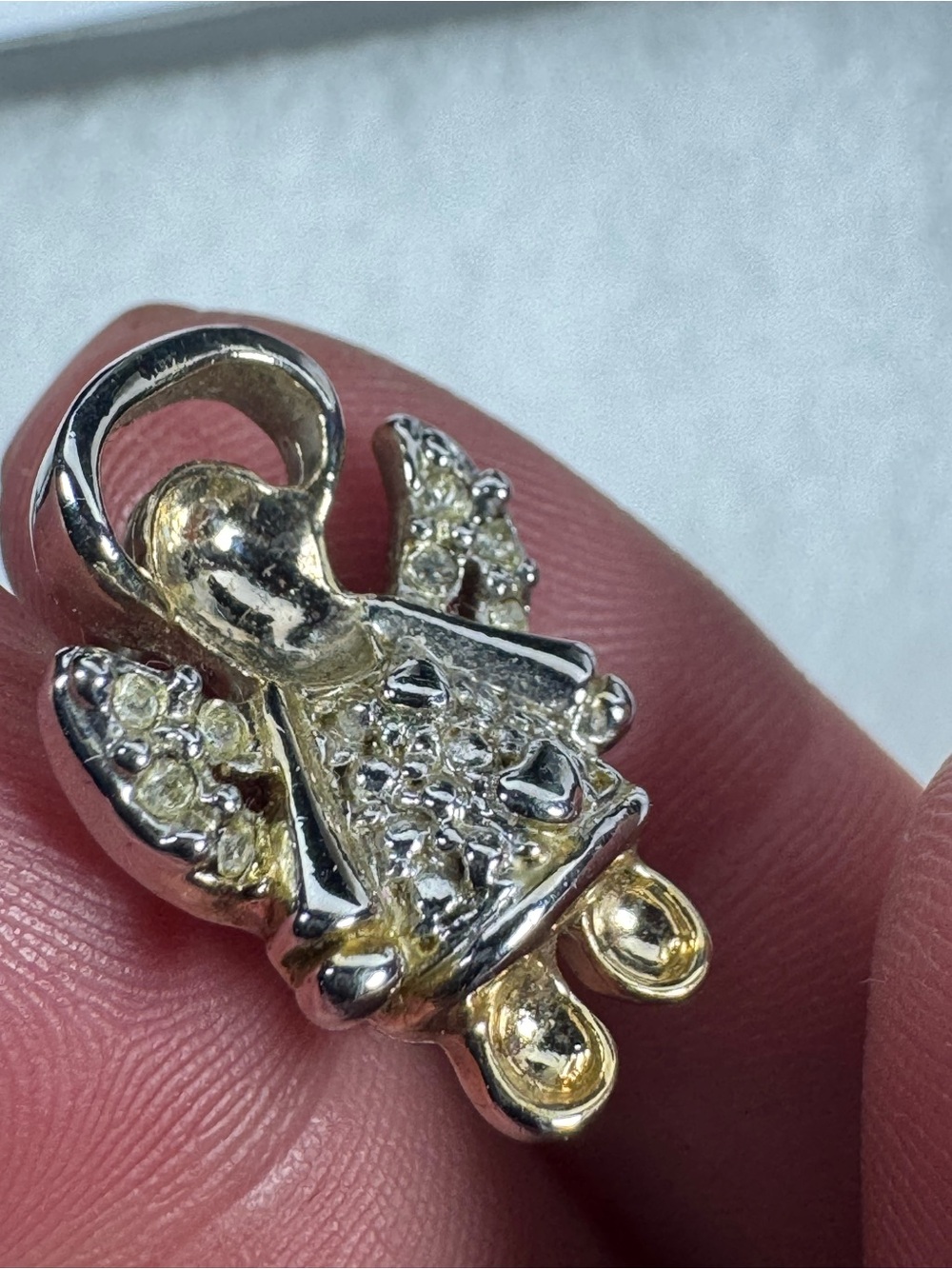 Two-Tone Angel Pendant Necklace Charm - Gold & Silver